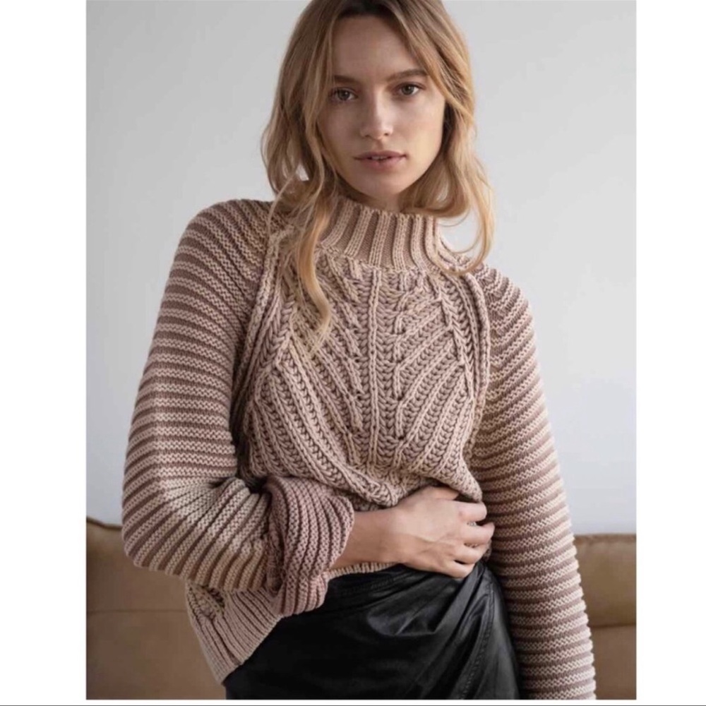 Free People Sweetheart Sand Castle Chunky Sweater